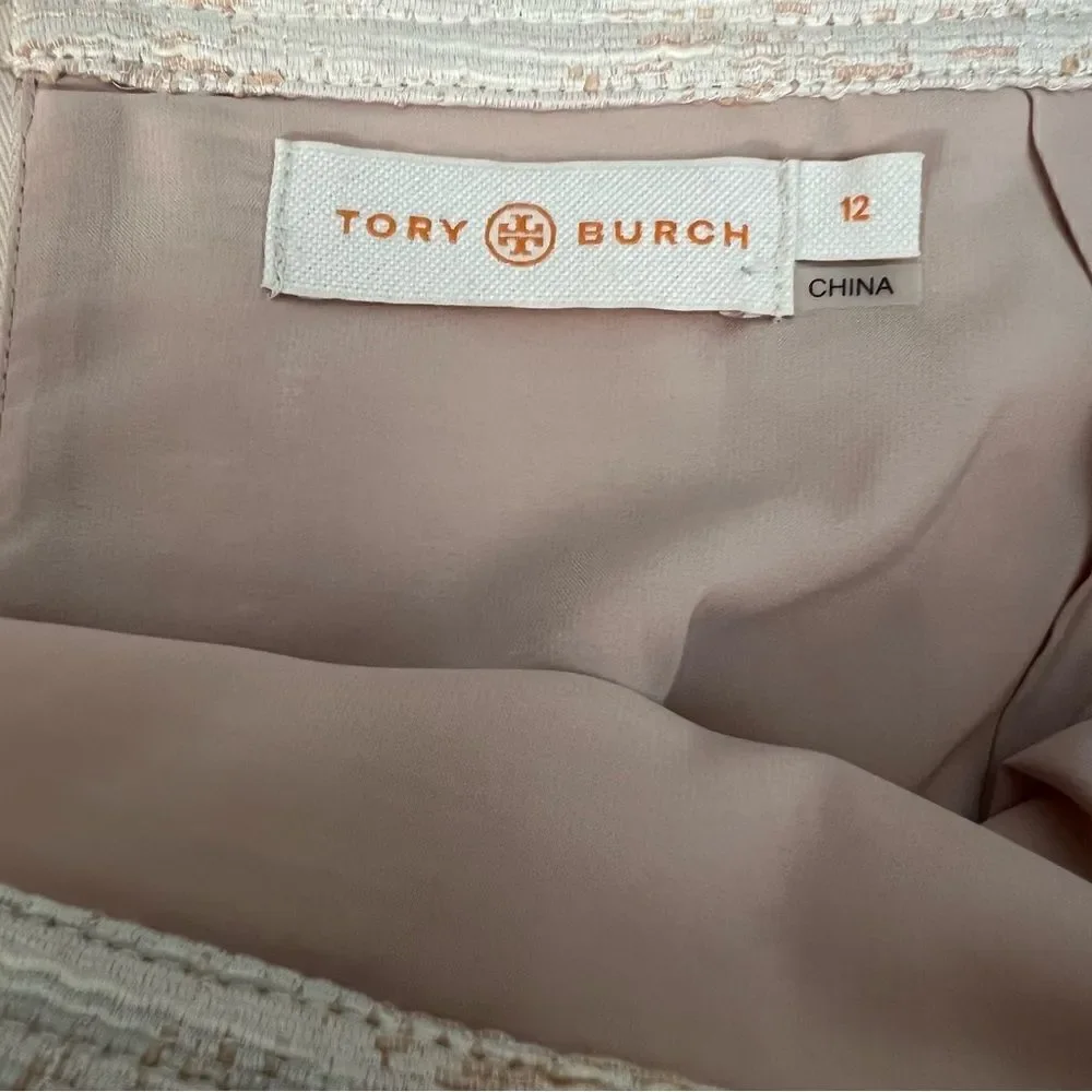 Tory Burch Ivory Textured Midi Pencil Skirt